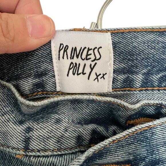 Princess Polly Asymmetrical Medium Wash Jeans Size 10 - Picture 5 of 10